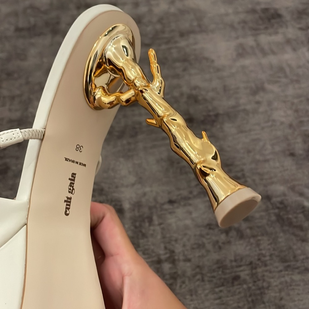 Cult Gaia White Heels Gold Bamboo - Picture 8 of 10